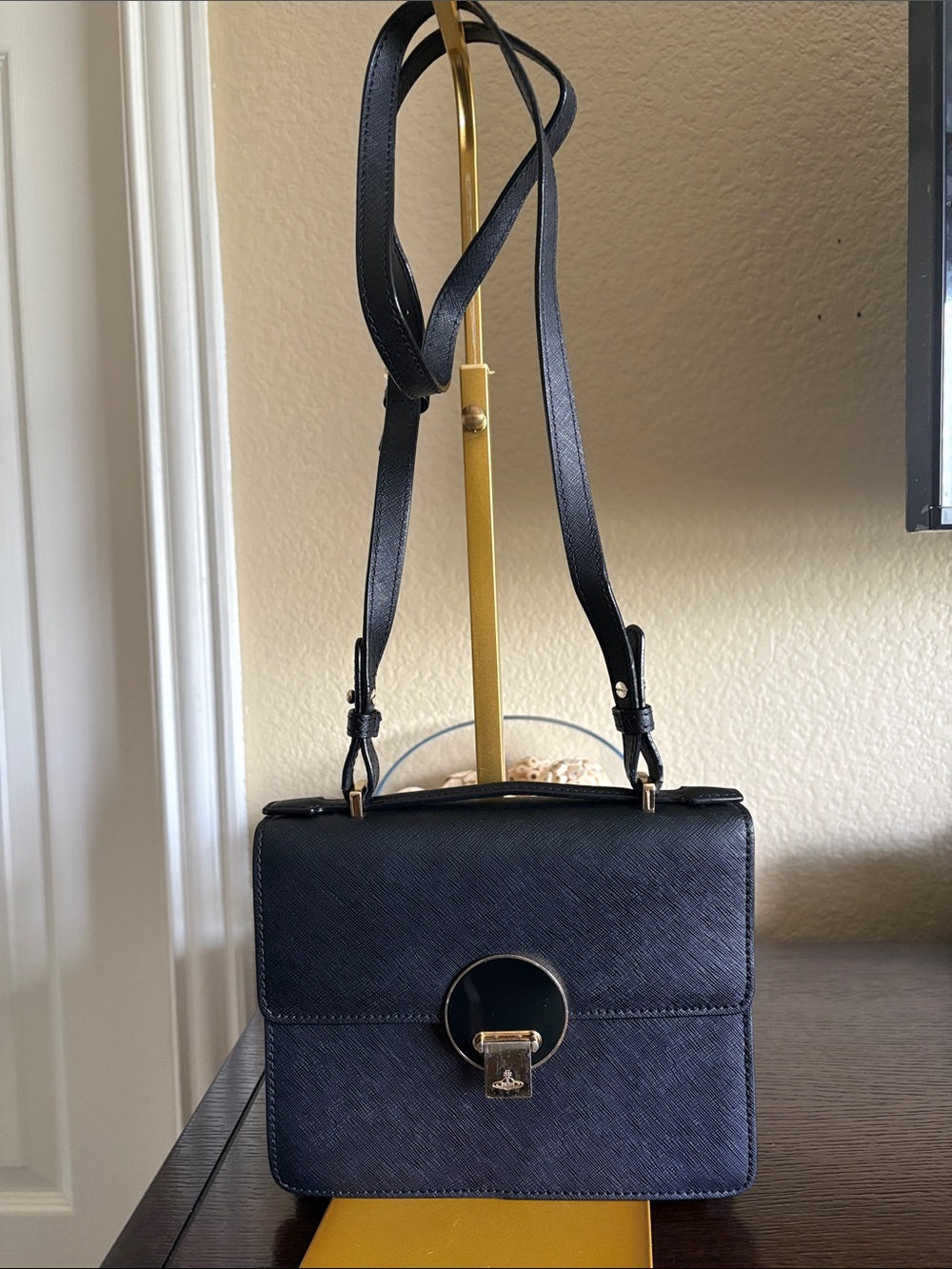 Vivienne Westwood Opio Saffiano Small Shoulder Bag – Classic Black